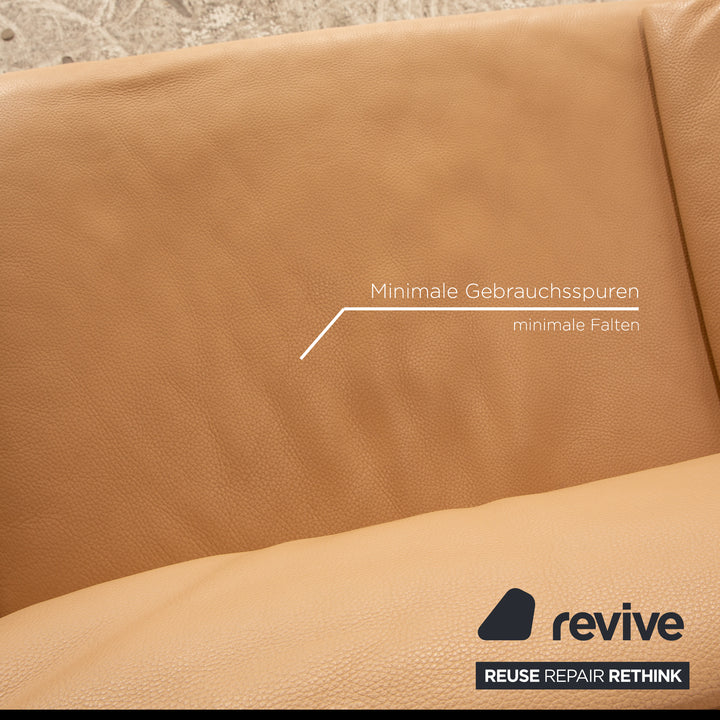 Erpo Lugano Leder Zweisitzer Beige manuelle Funktion Sofa Couch