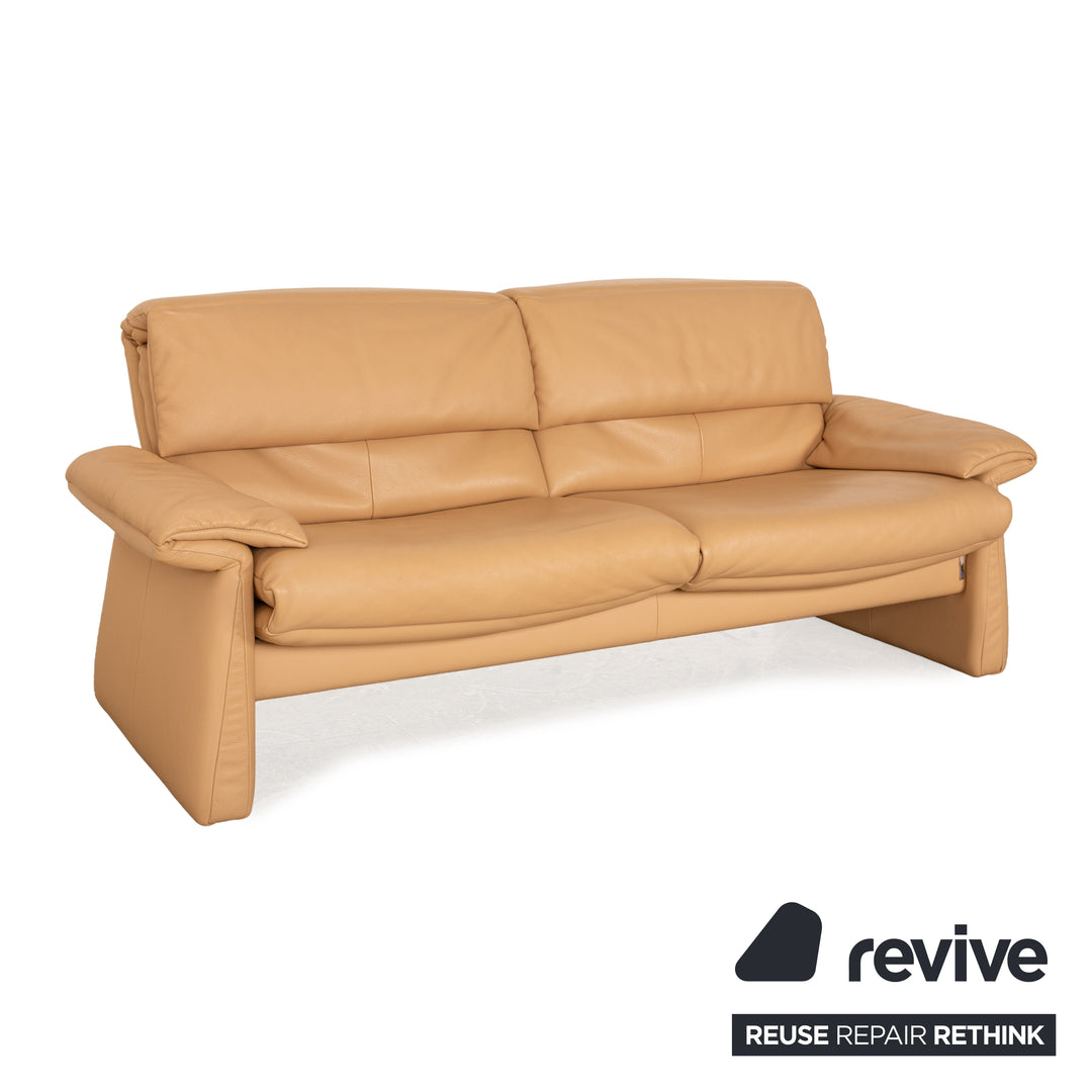 Erpo Lugano Leather Two Seater Beige Manual Function Sofa Couch