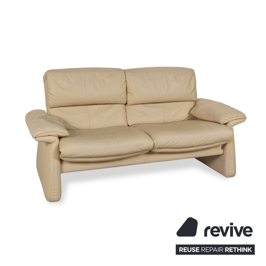 Erpo Lugano Leather Two-Seater Cream Sofa Couch