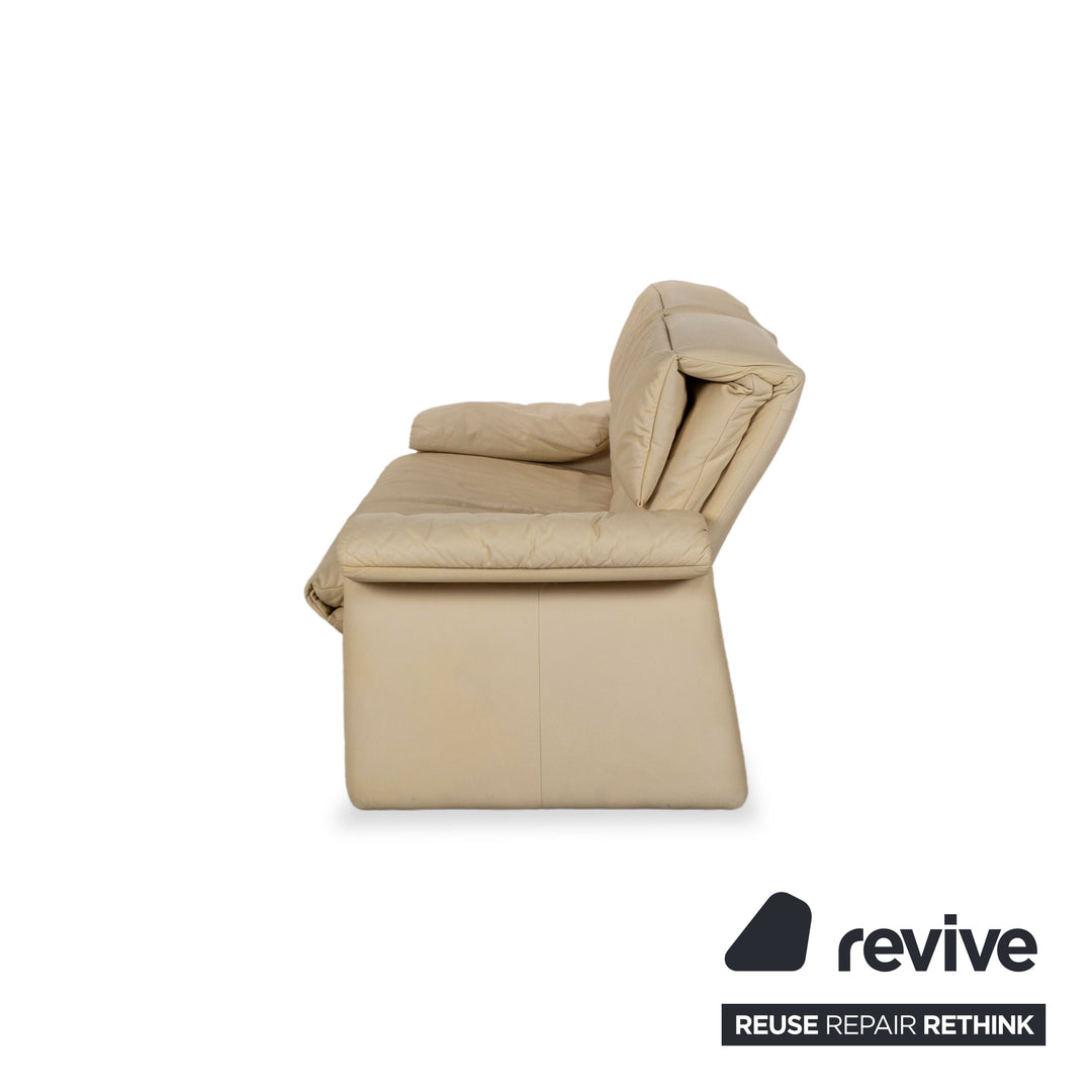 Erpo Lugano Leather Two-Seater Cream Sofa Couch