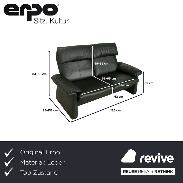 Erpo Lugano Leder Zweisitzer Dunkelgrün Grün manuelle Funktion Relaxfunktion Sofa Couch