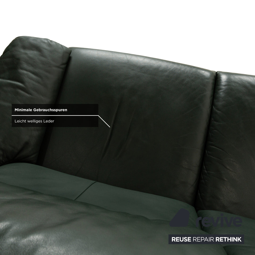 Erpo Lugano leather two-seater set dark green manual function relax function sofa couch