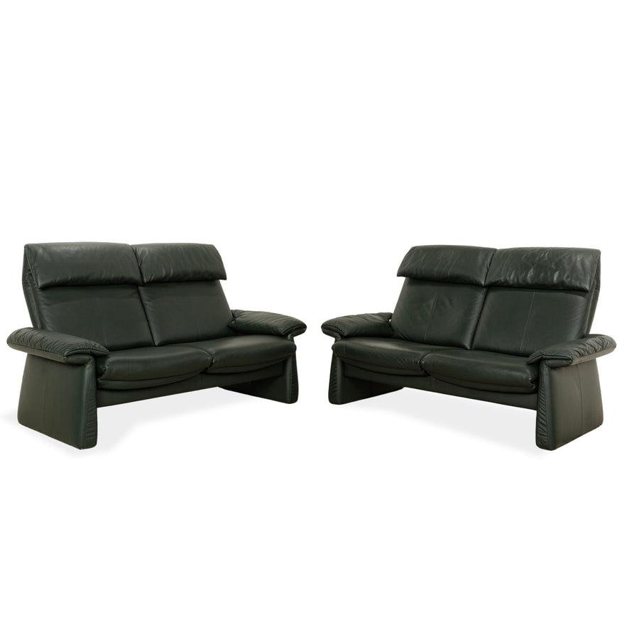Erpo Lugano Leder Zweisitzer  Garnitur Dunkelgrün Grün manuelle Funktion Relaxfunktion Sofa Couch