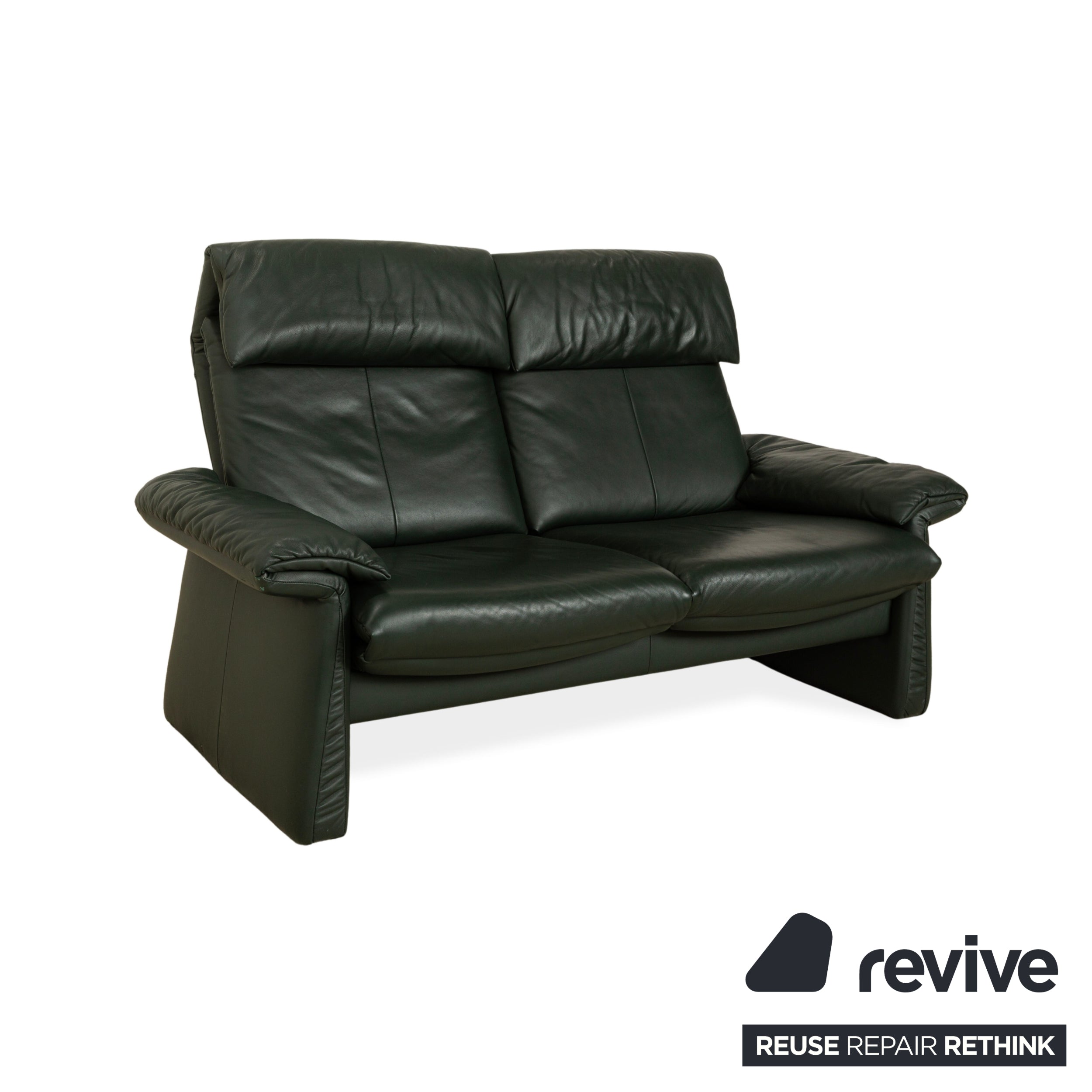 Erpo Lugano Leder Zweisitzer Grün manuelle Funktion Sofa Couch