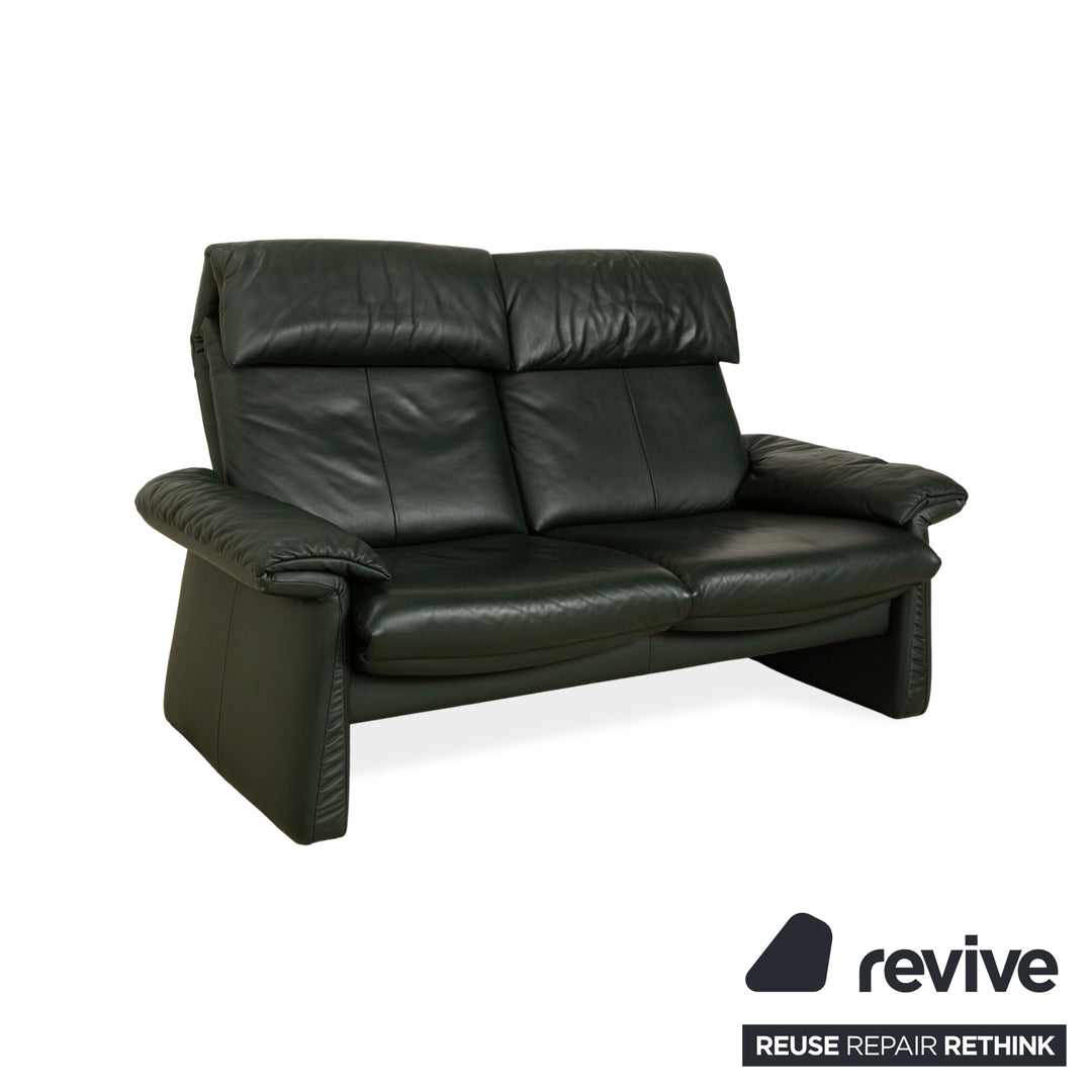 Erpo Lugano Leather Two-Seater Green Manual Function Sofa Couch