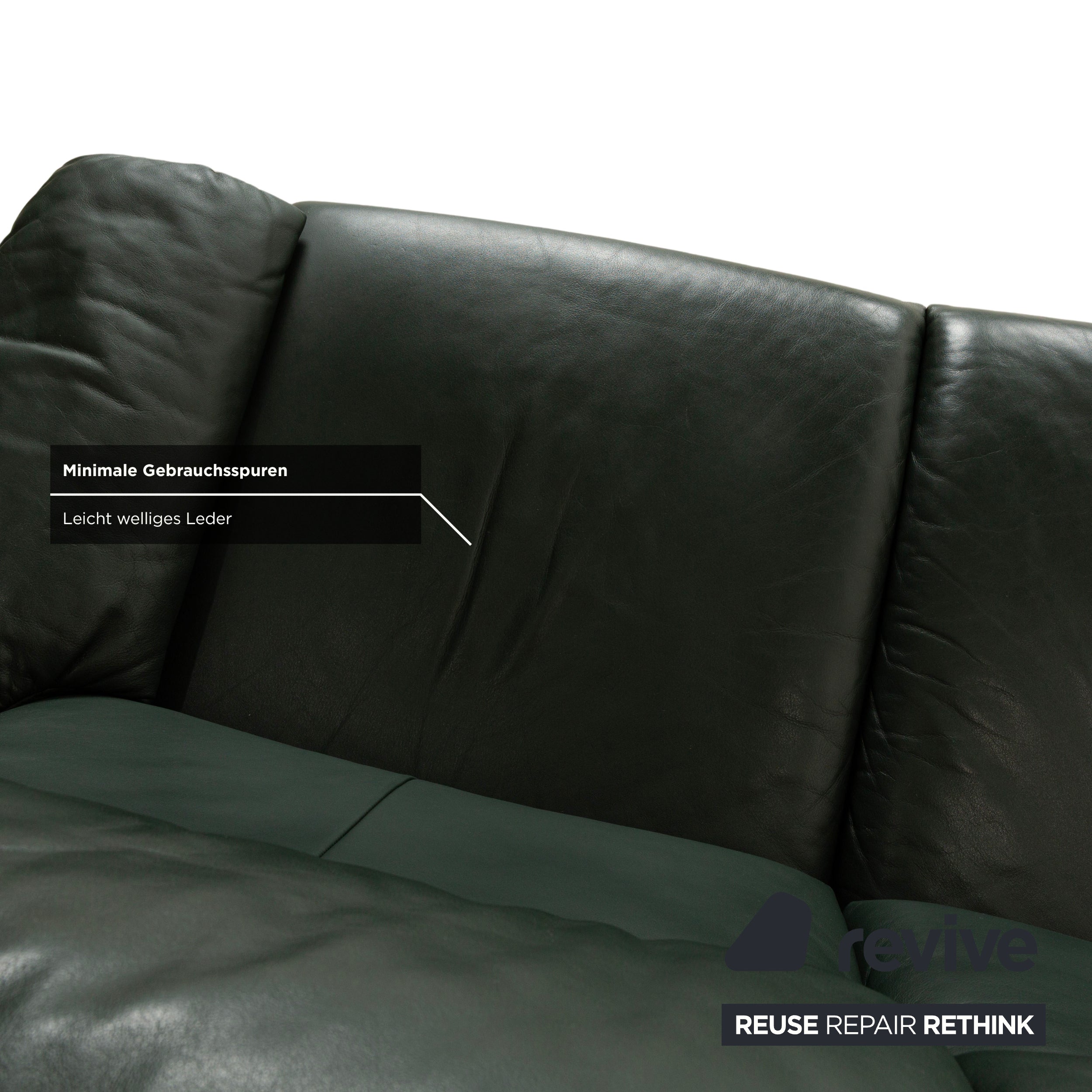 Erpo Lugano Leder Zweisitzer Grün manuelle Funktion Sofa Couch