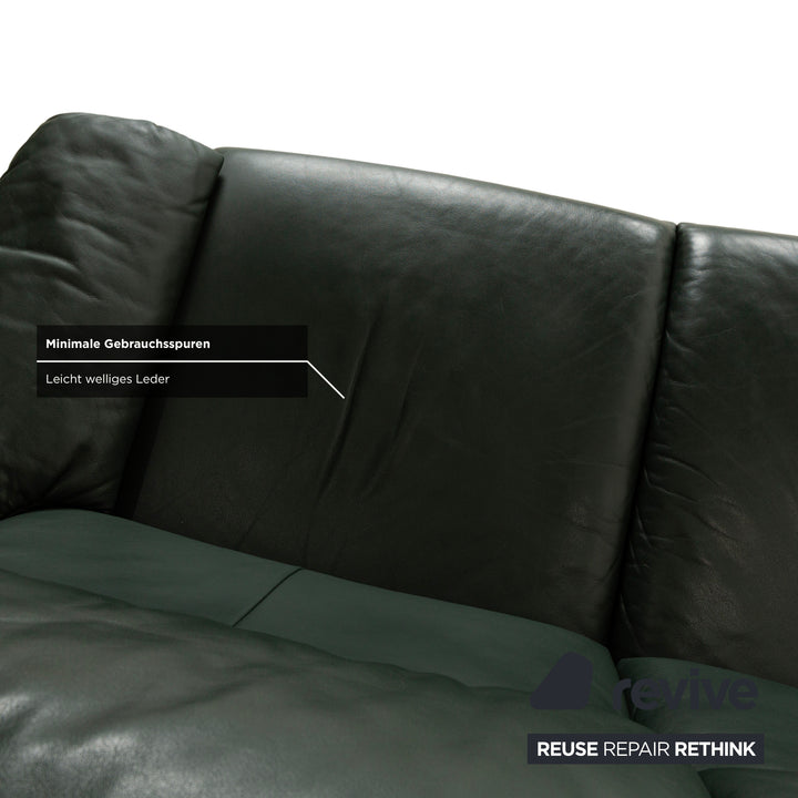 Erpo Lugano Leather Two-Seater Green Manual Function Sofa Couch