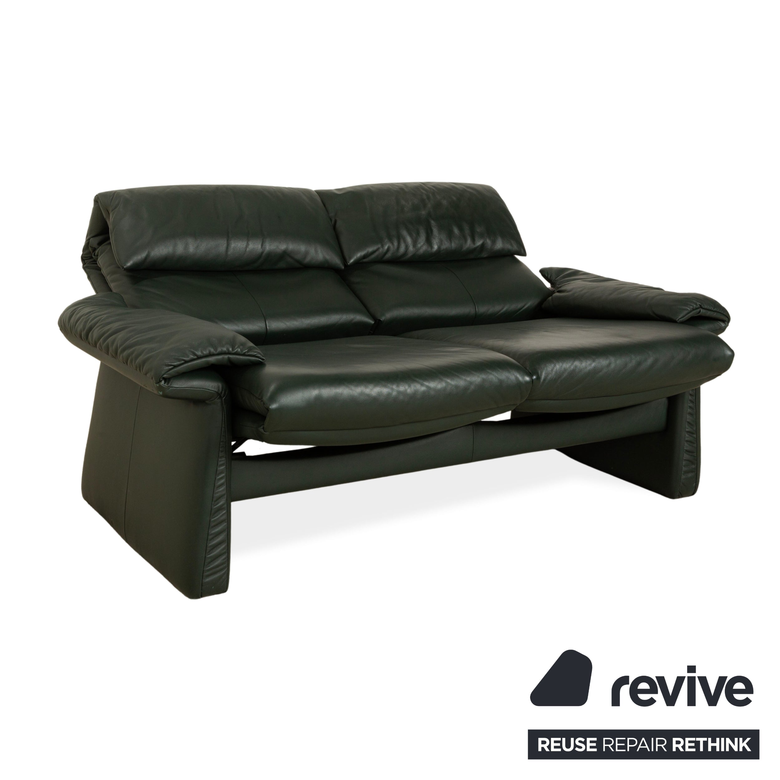 Erpo Lugano Leder Zweisitzer Grün manuelle Funktion Sofa Couch