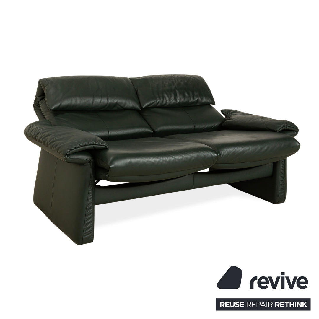 Erpo Lugano Leather Two-Seater Green Manual Function Sofa Couch