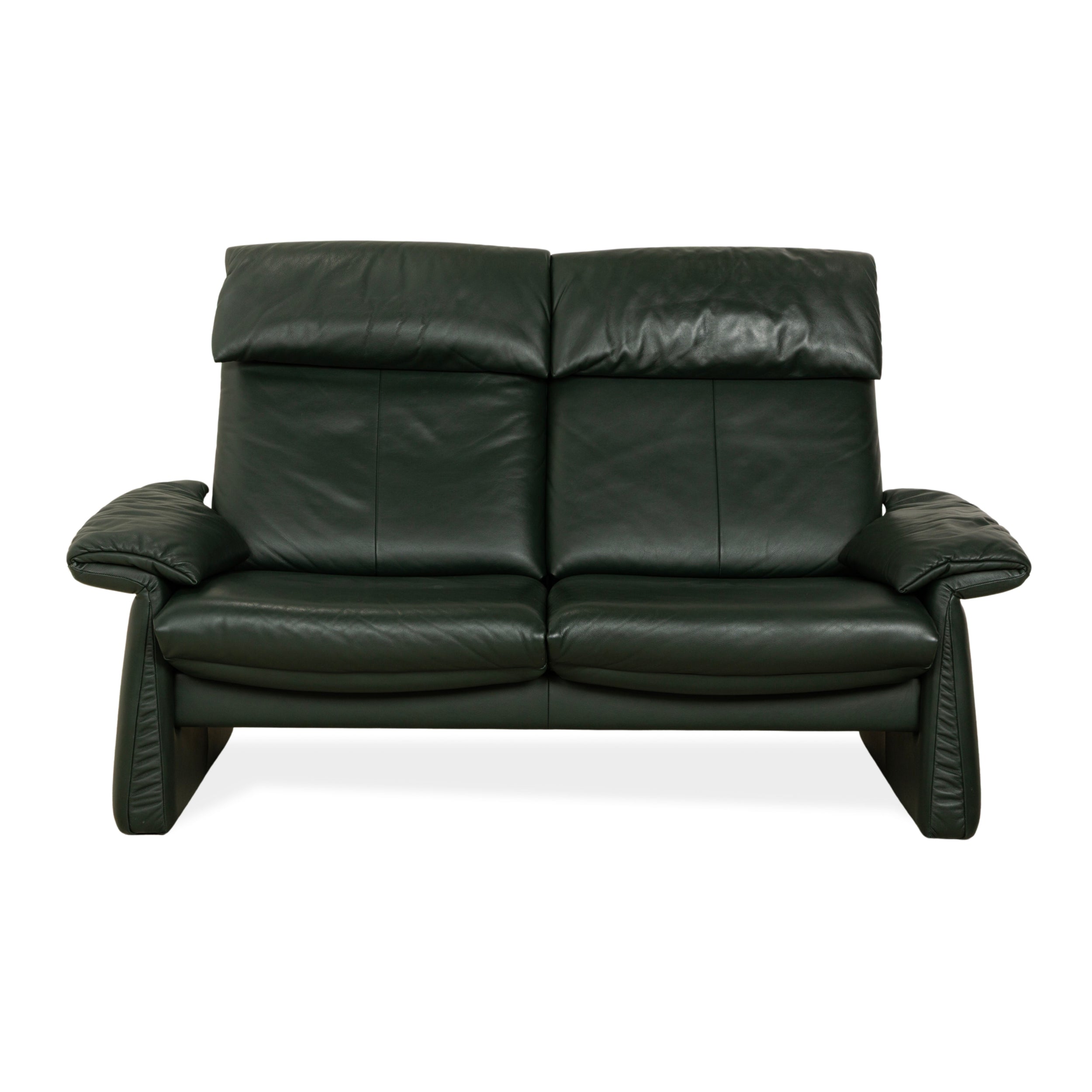 Erpo Lugano Leder Zweisitzer Grün manuelle Funktion Sofa Couch