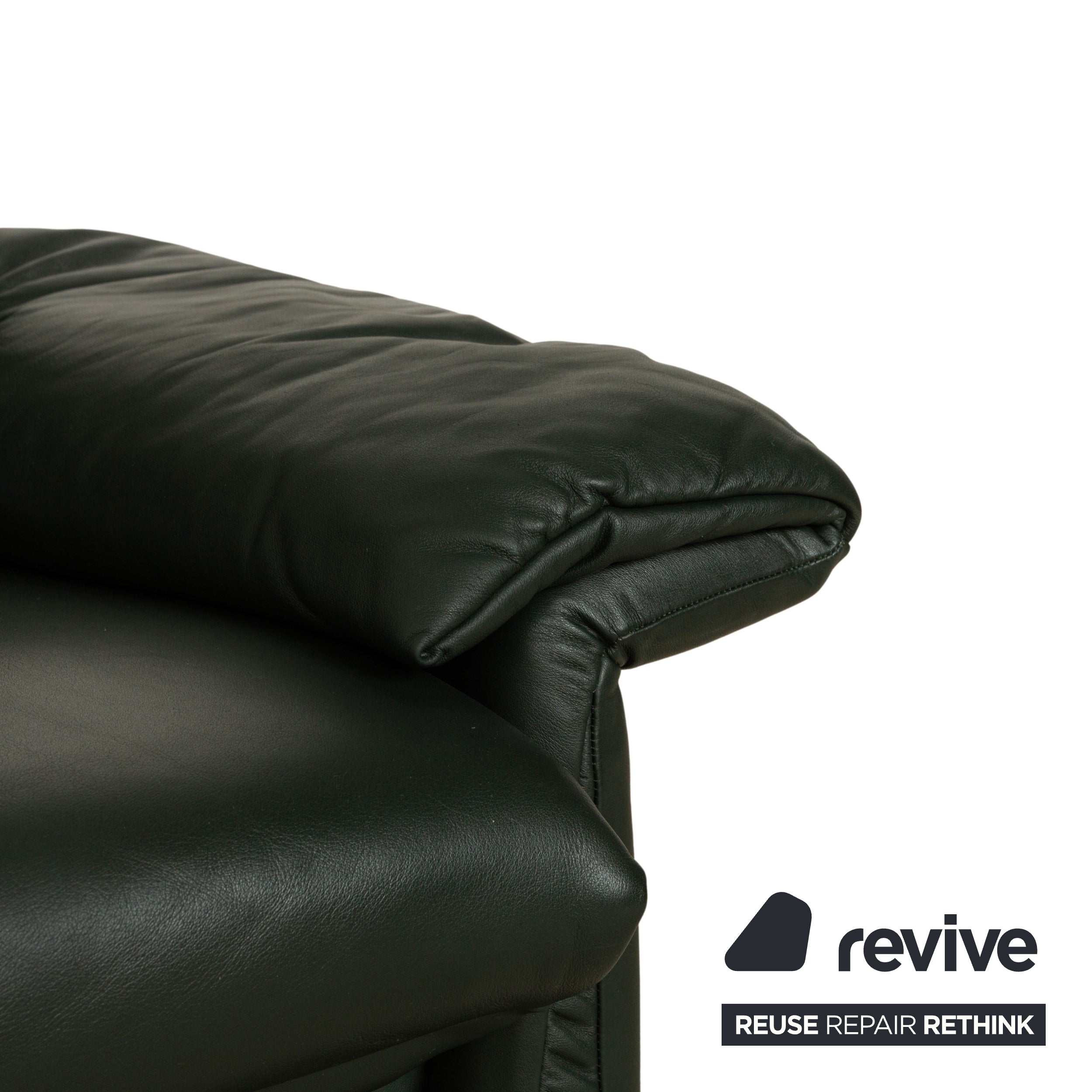 Erpo Lugano Leder Zweisitzer Grün manuelle Funktion Sofa Couch