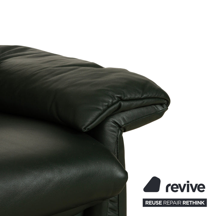 Erpo Lugano Leather Two-Seater Green Manual Function Sofa Couch