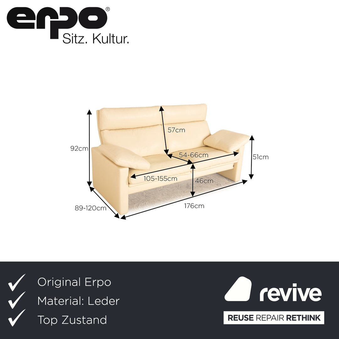 Erpo Manhattan leather three seater cream sofa couch manual function