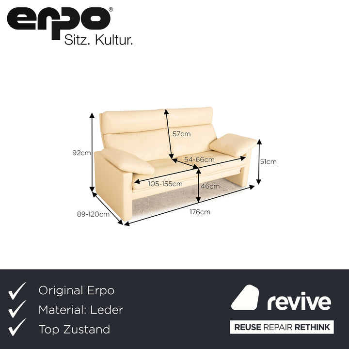 Erpo Manhattan leather three seater cream sofa couch manual function