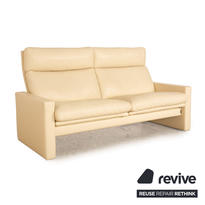 Erpo Manhattan leather three seater cream sofa couch manual function