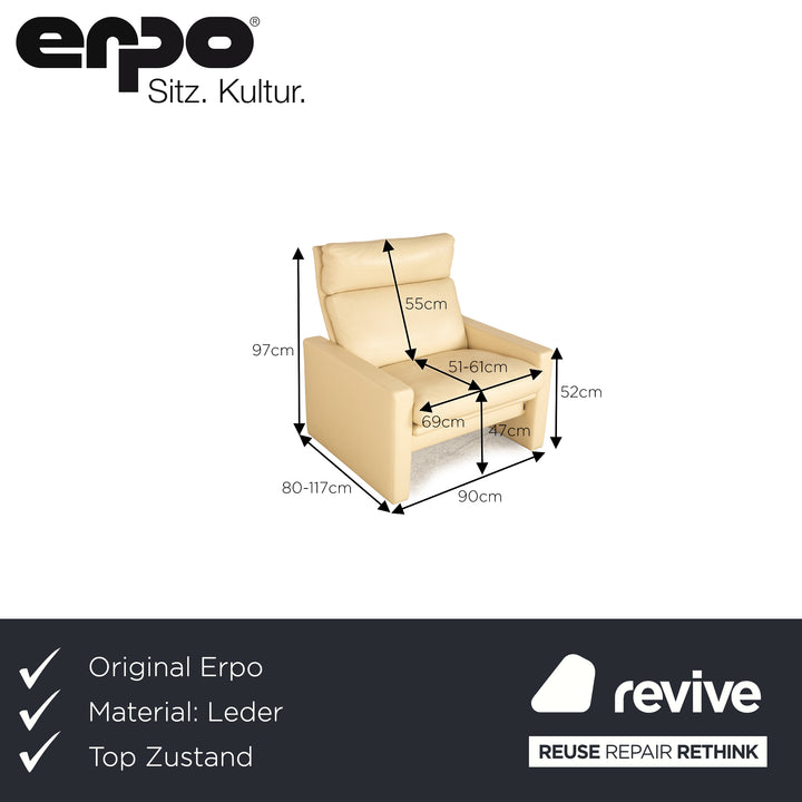 Erpo Manhattan fauteuil en cuir crème fonction manuelle