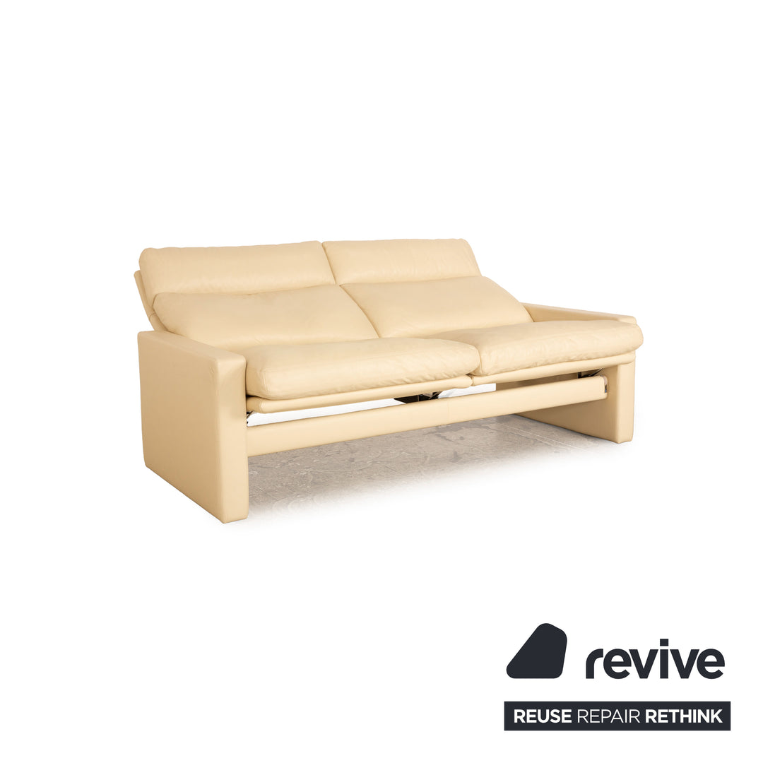 Erpo Manhatten Leder Sofa Garnitur Creme manuelle Funktion Dreisitzer Sessel Hocker