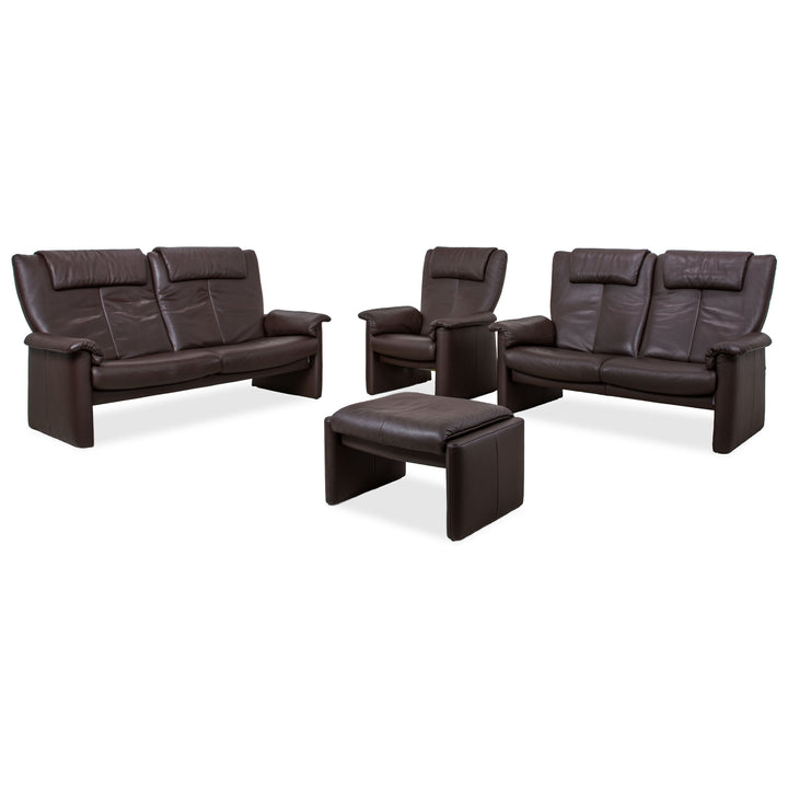 Erpo Milano 2x Leder Zweisitzer, Sessel & Hocker Sofa Braun Kaffee Couch manuelle Relaxfunktion