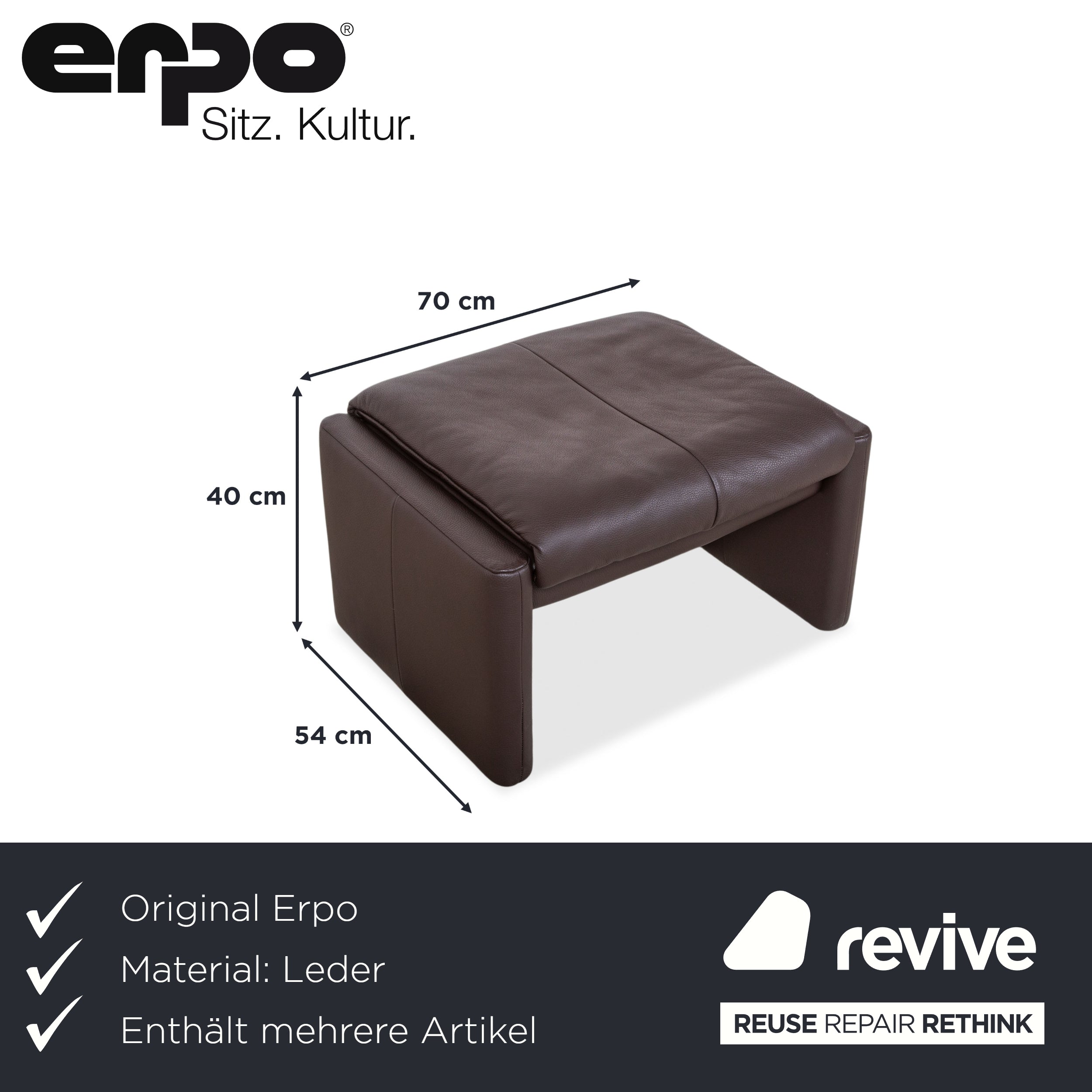 Erpo Milano 2x Leder Zweisitzer, Sessel & Hocker Sofa Braun Kaffee Couch manuelle Relaxfunktion