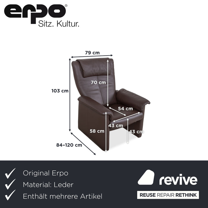 Erpo Milano 2x Leder Zweisitzer & Sessel Sofa Braun Kaffee Couch manuelle Relaxfunktion