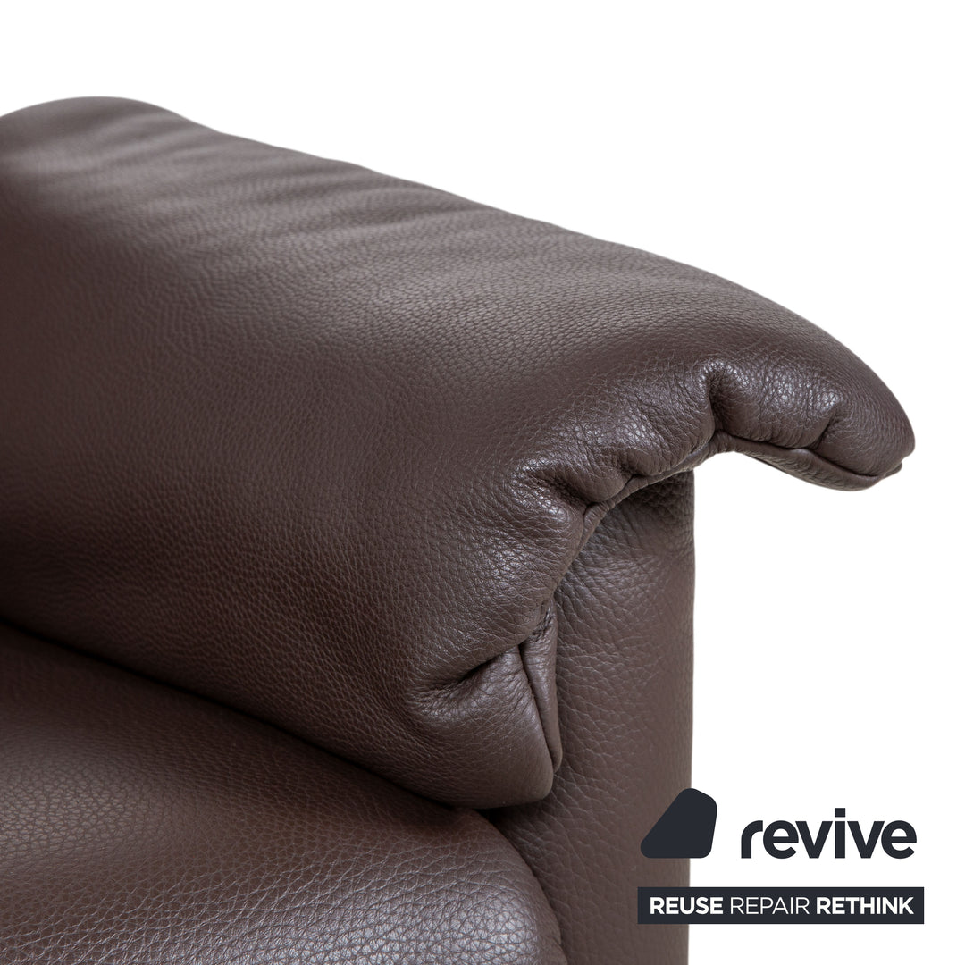 Erpo Milano 2x Leder Zweisitzer & Sessel Sofa Braun Kaffee Couch manuelle Relaxfunktion