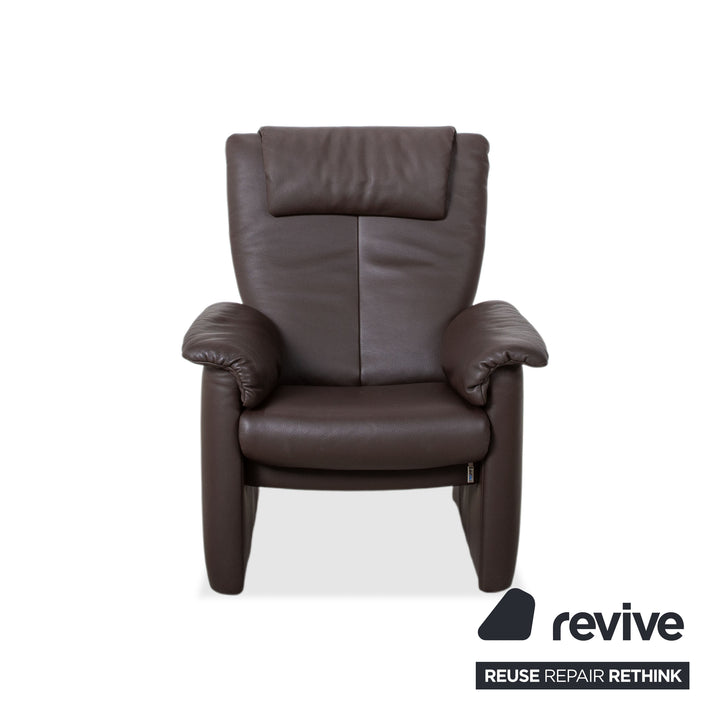 Erpo Milano Leather Armchair Sofa Brown Coffee Couch Manual Recliner