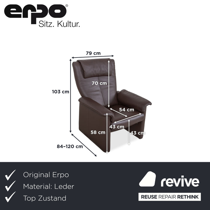 Erpo Milano Leder Sessel Sofa Braun Kaffee Couch manuelle Relaxfunktion