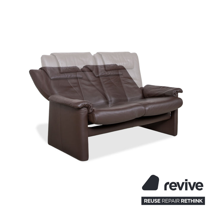 Erpo Milano Zweisitzer Leder Sofa Braun Kaffee Couch manuelle Relaxfunktion
