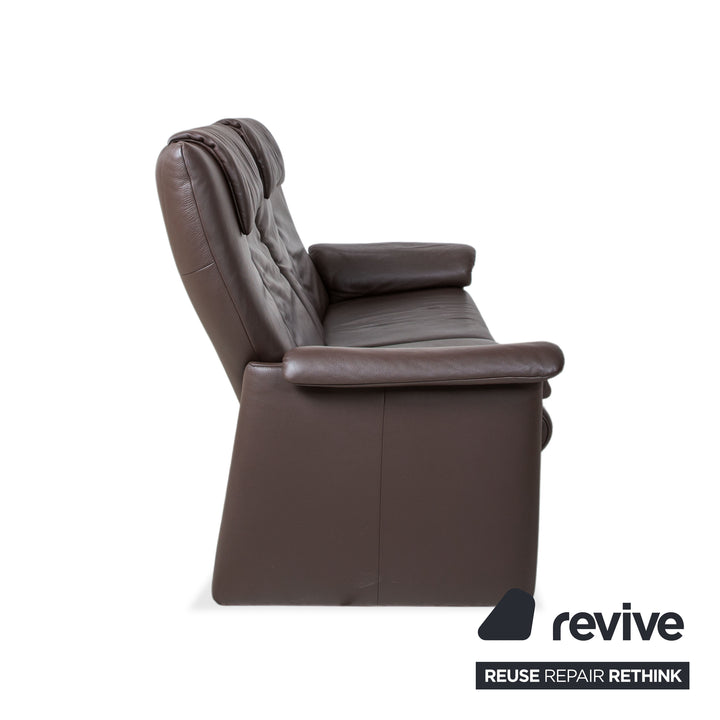 Erpo Milano Zweisitzer Leder Sofa Braun Kaffee Couch manuelle Relaxfunktion