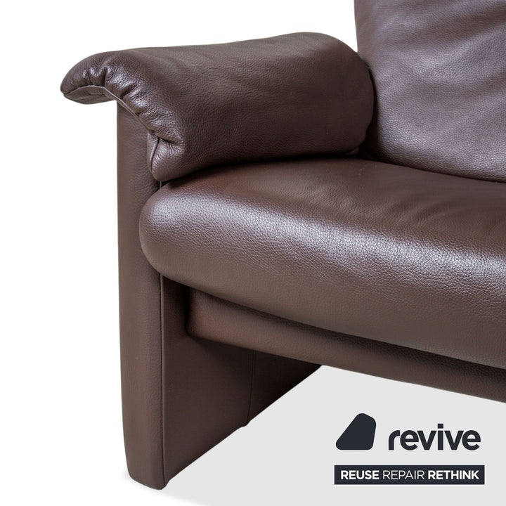 Erpo Milano Zweisitzer Leder Sofa Braun Kaffee Couch manuelle Relaxfunktion