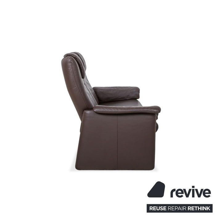 Erpo Milano Two-Seater Leather Sofa Brown Coffee Couch manual recline function