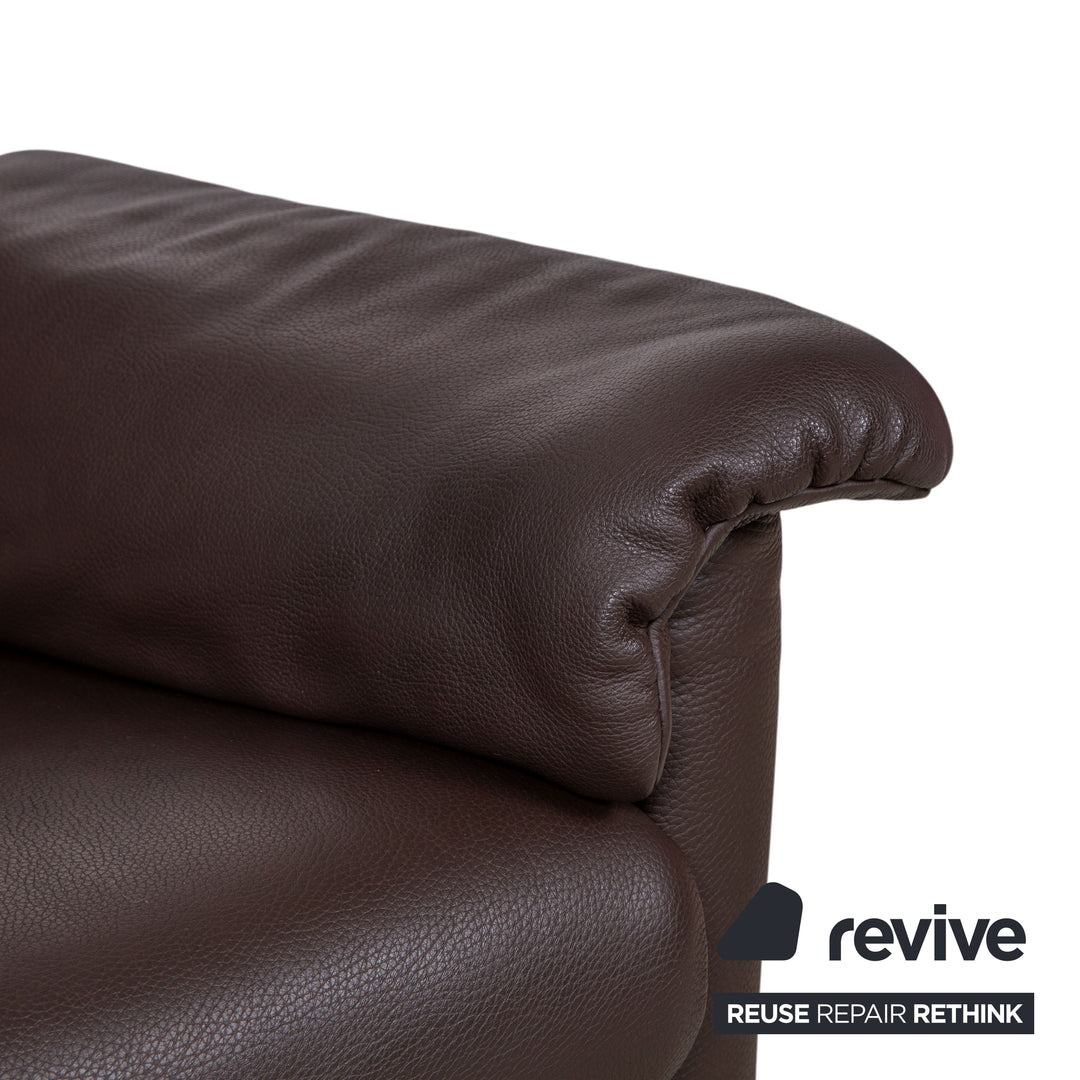 Erpo Milano Two-Seater Leather Sofa Brown Coffee Couch manual recline function