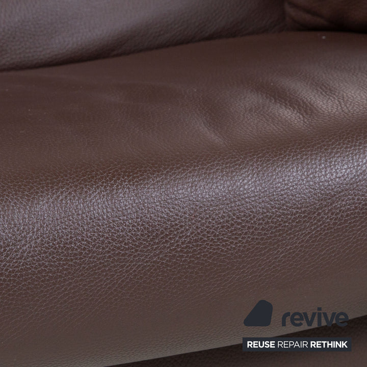 Erpo Milano Zweisitzer Leder Sofa Braun Kaffee Couch manuelle Relaxfunktion