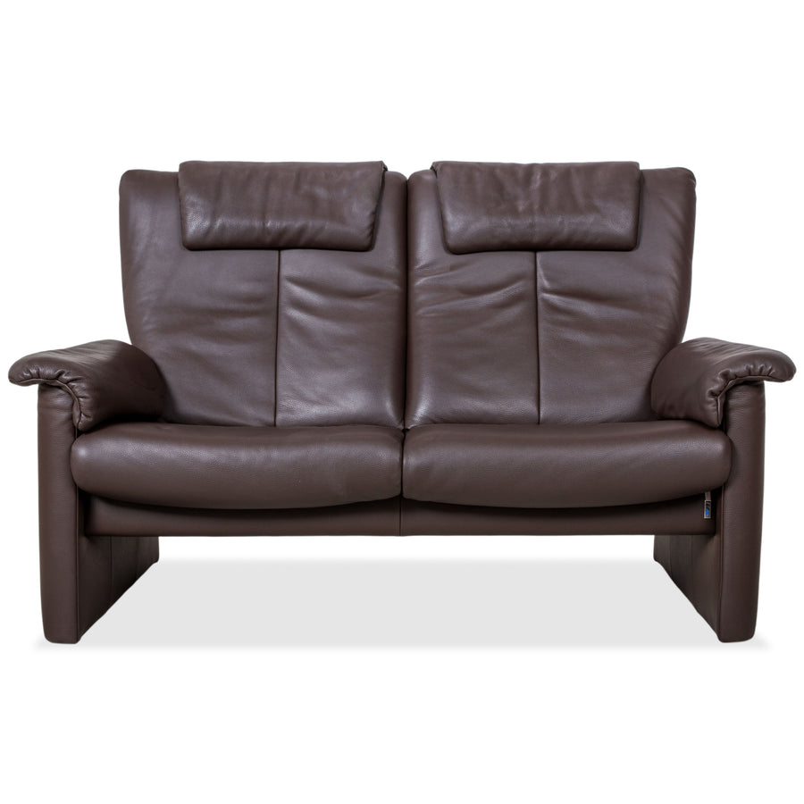 Erpo Milano Two-Seater Leather Sofa Brown Coffee Couch manual recline function