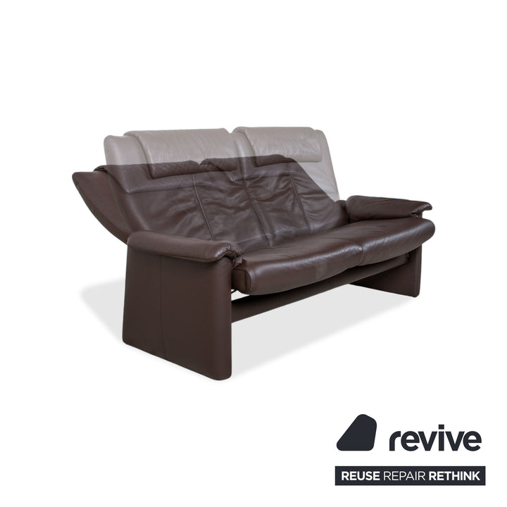 Erpo Milano Zweisitzer Leder Sofa Braun Kaffee Couch manuelle Relaxfunktion