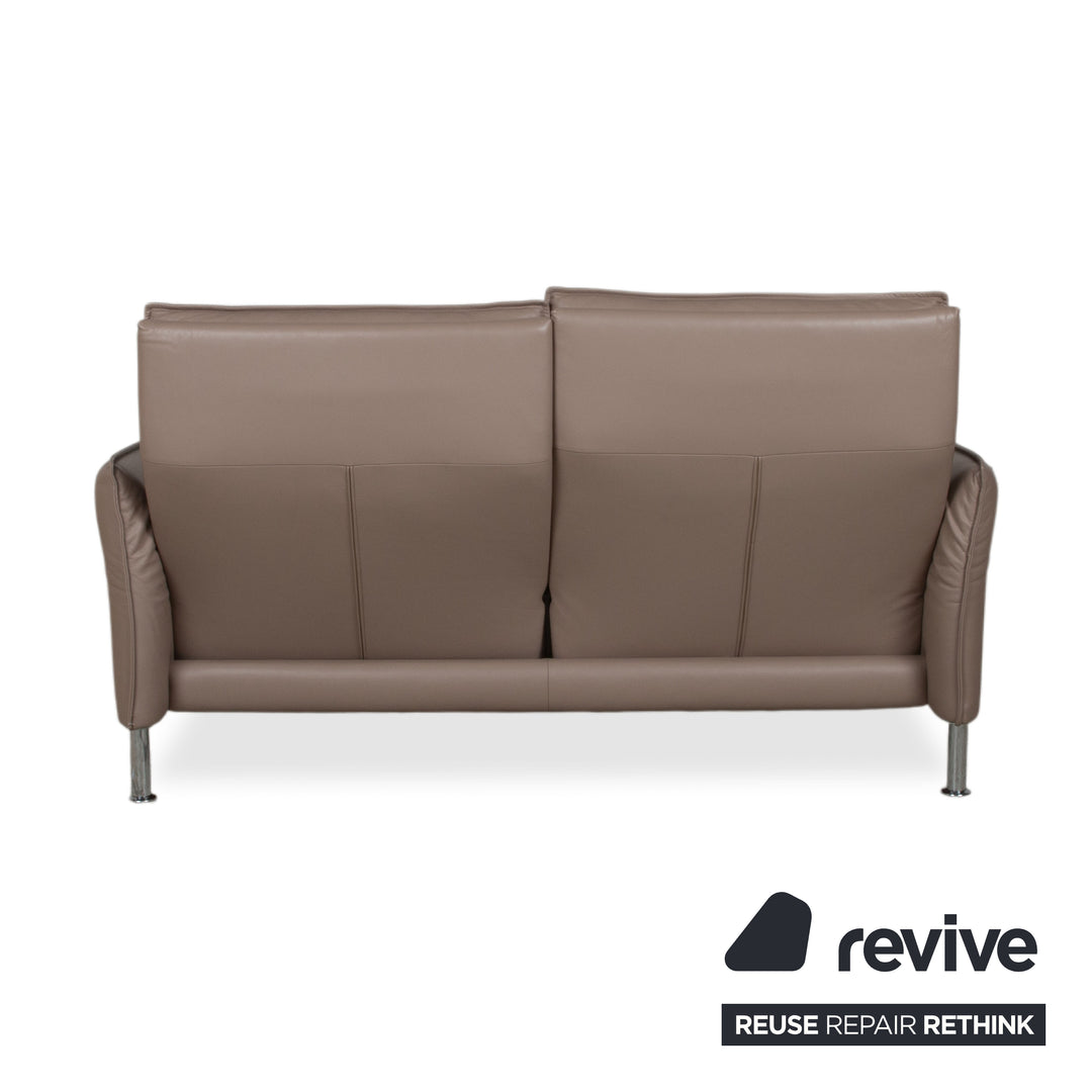 Erpo Porto Garnitur Leder Dreisitzer Zweisitzer Braun Taupe manuelle Funktion Sofa Couch