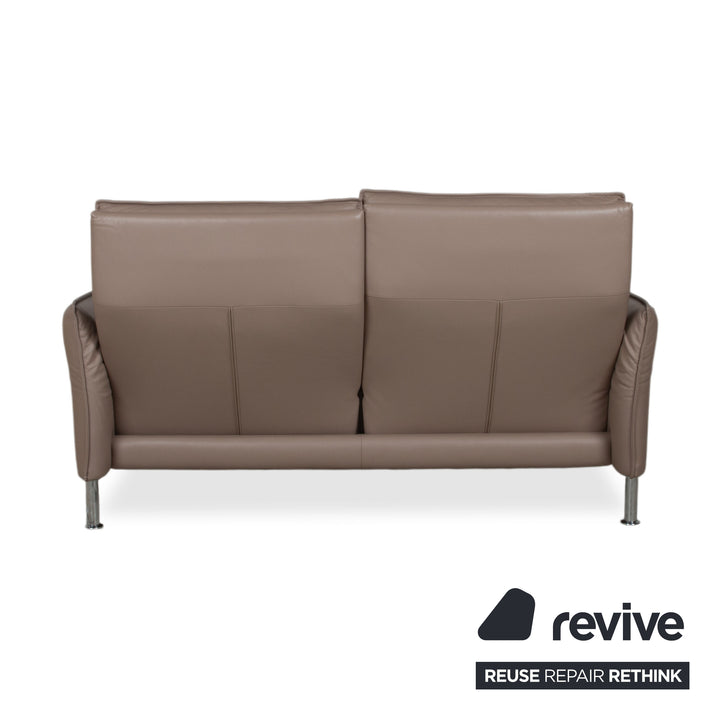 Erpo Porto Garnitur Leder Dreisitzer Zweisitzer Braun Taupe manuelle Funktion Sofa Couch