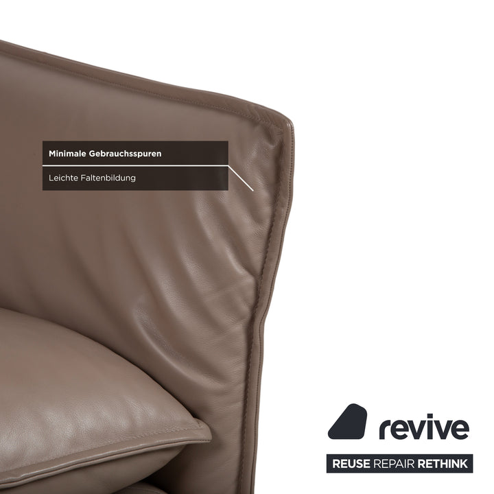 Erpo Porto Garnitur Leder Dreisitzer Zweisitzer Braun Taupe manuelle Funktion Sofa Couch