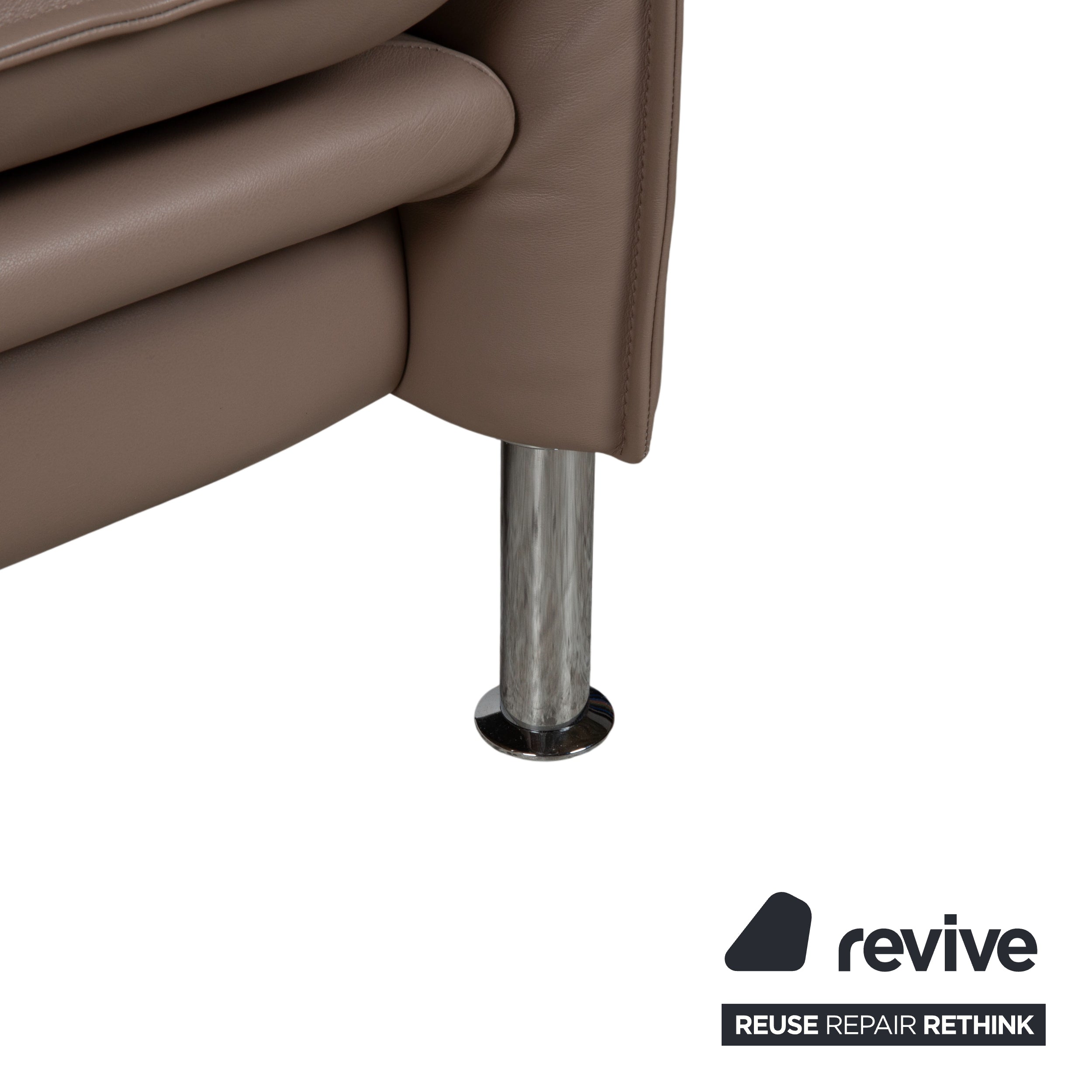 Erpo Porto Garnitur Leder Dreisitzer Zweisitzer Braun Taupe manuelle Funktion Sofa Couch