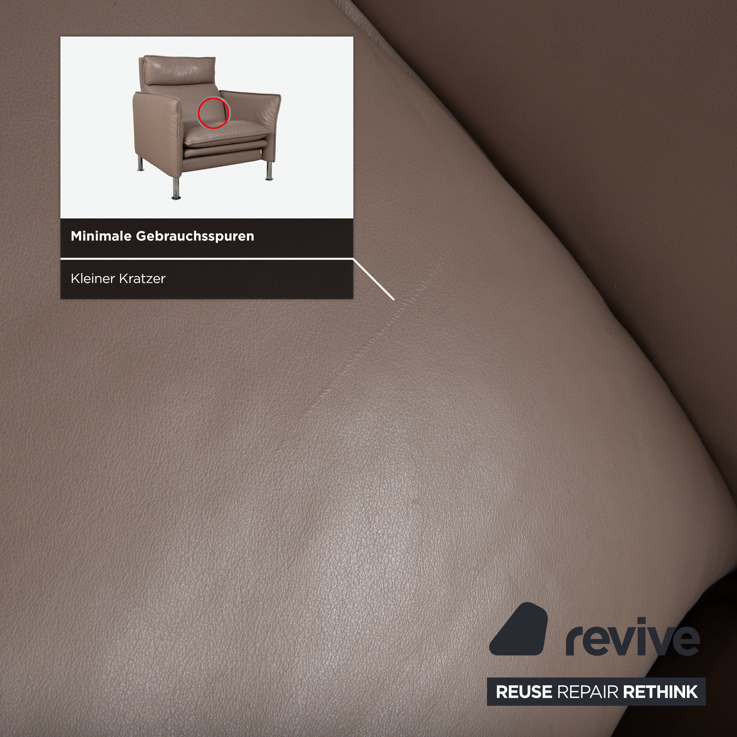 Erpo Porto Suite Leather Three-Seater Two-Seater Armchair 2x Stools Brown Taupe Manual Function Sofa Couch
