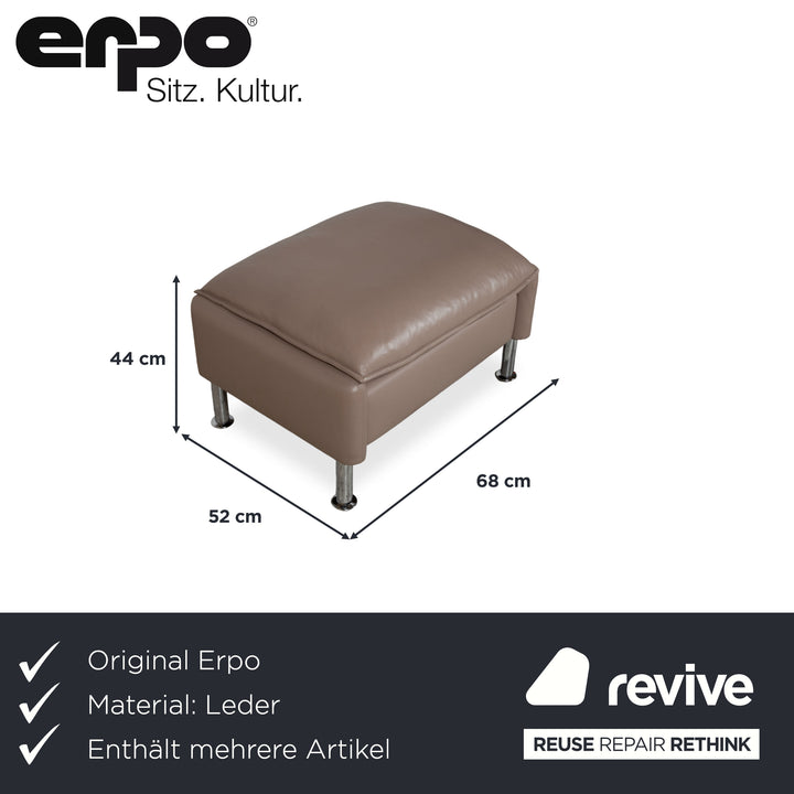 Erpo Porto Suite Leather Three-Seater Two-Seater Armchair 2x Stools Brown Taupe Manual Function Sofa Couch