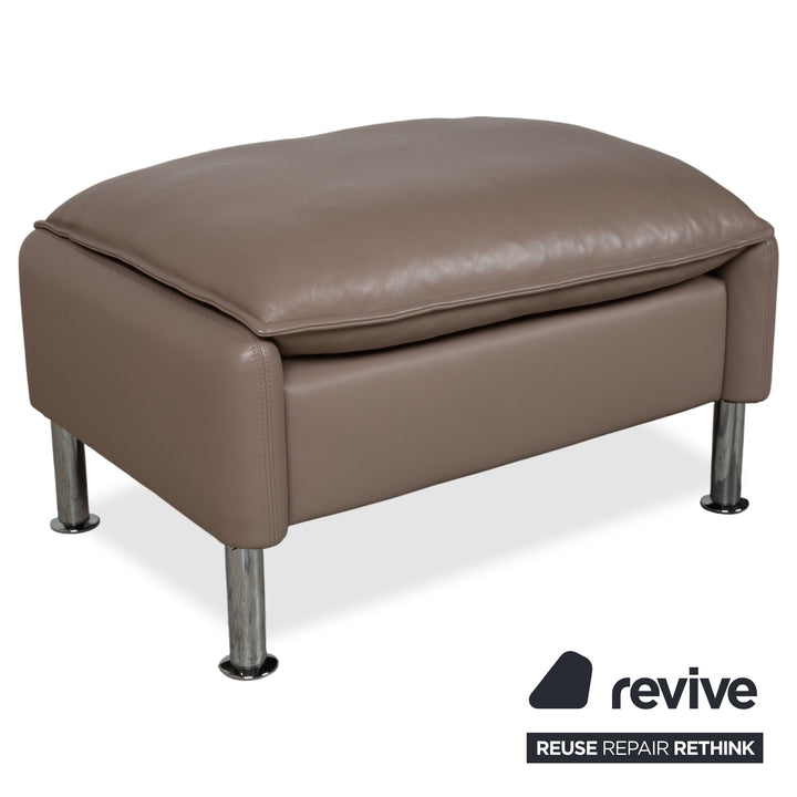 Erpo Porto Suite Leather Three-Seater Two-Seater Armchair 2x Stools Brown Taupe Manual Function Sofa Couch