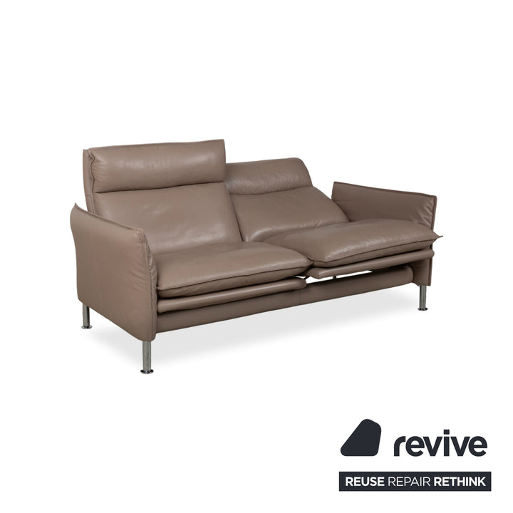 Erpo Porto Suite Leather Three-Seater Two-Seater Armchair 2x Stools Brown Taupe Manual Function Sofa Couch