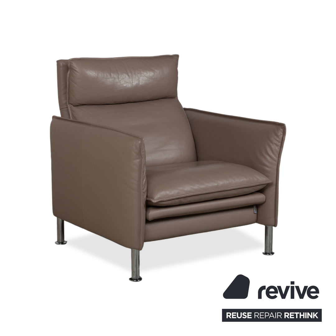 Erpo Porto Leather Suite Three-seater Two-seater Armchair Ottoman Brown Taupe Manual Reclining Sofa Couch