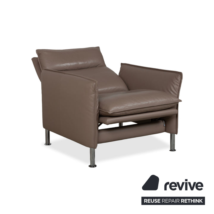 Erpo Porto Leather Suite Three-seater Two-seater Armchair Ottoman Brown Taupe Manual Reclining Sofa Couch