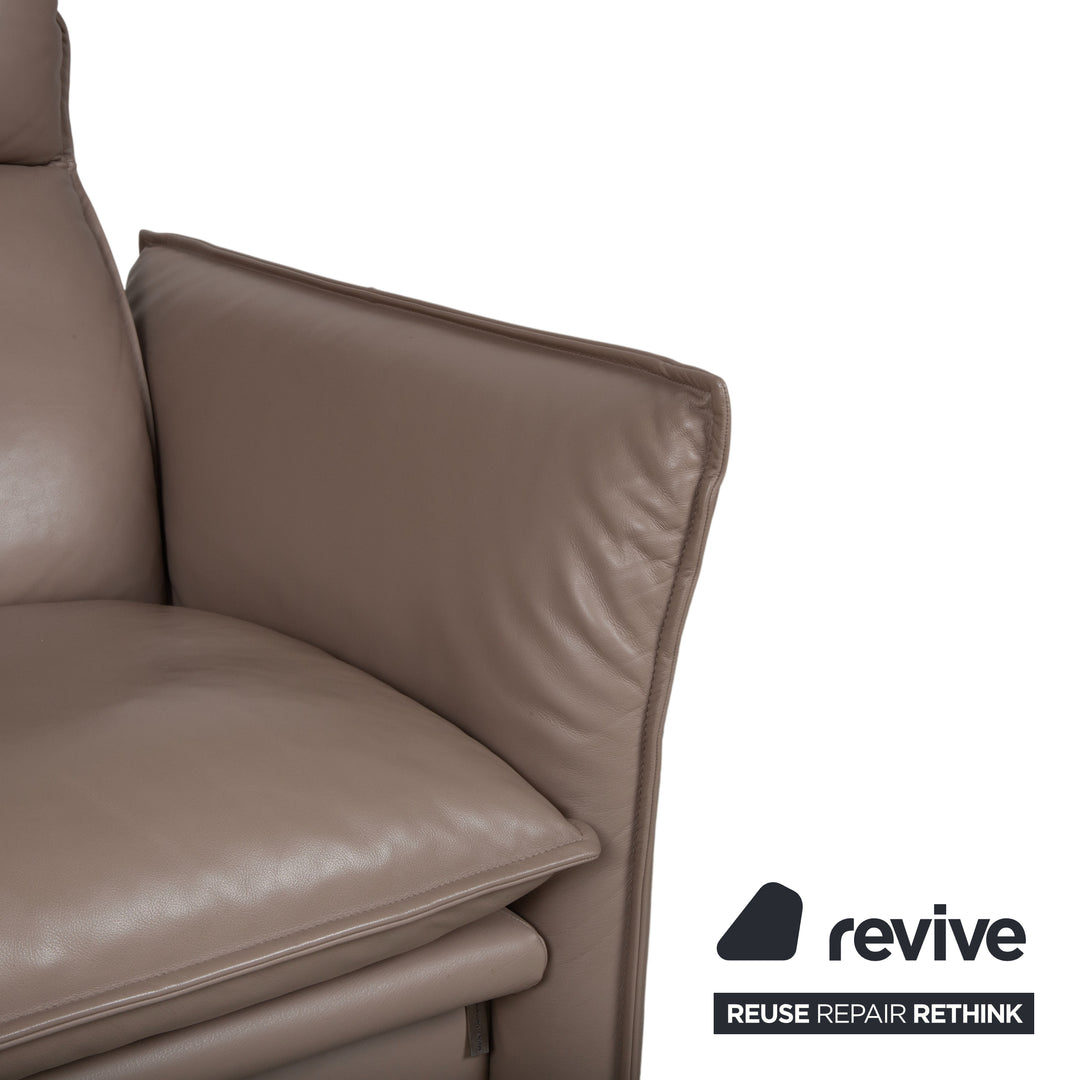 Erpo Porto Leather Suite Three-seater Two-seater Armchair Ottoman Brown Taupe Manual Reclining Sofa Couch