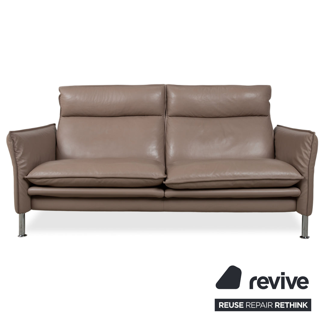 Erpo Porto Leather Suite Three-seater Two-seater Armchair Ottoman Brown Taupe Manual Reclining Sofa Couch