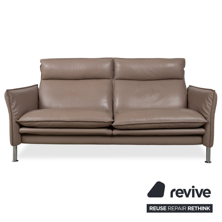 Erpo Porto Leather Suite Three-seater Two-seater Armchair Ottoman Brown Taupe Manual Reclining Sofa Couch