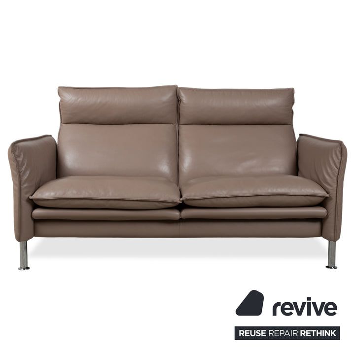 Erpo Porto Leather Suite Three-seater Two-seater Armchair Ottoman Brown Taupe Manual Reclining Sofa Couch