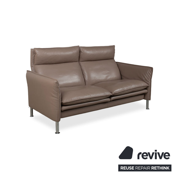 Erpo Porto Leather Suite Three-seater Two-seater Armchair Ottoman Brown Taupe Manual Reclining Sofa Couch